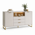 Credenza da sala da pranzo bianca in MDF 160 x 40 x 85 cm con LED e 2 ante