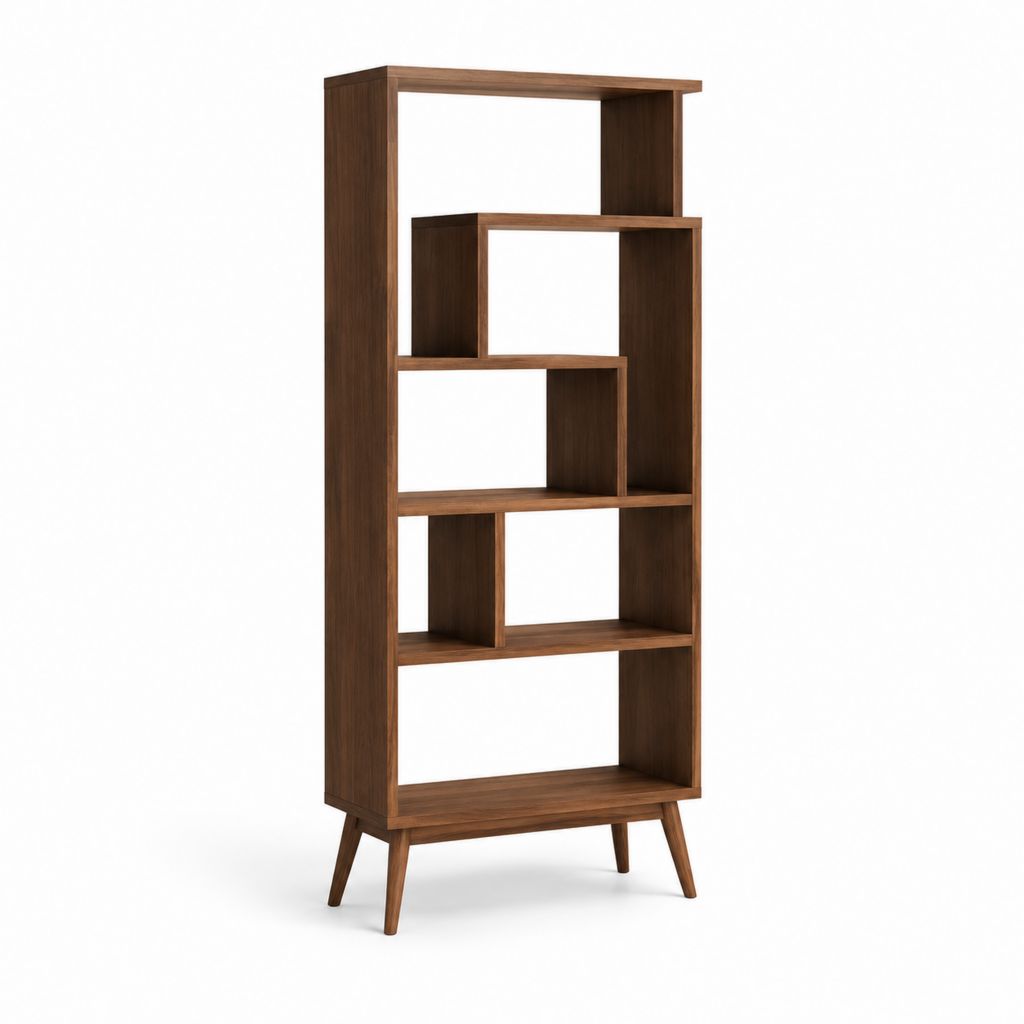 Libreria a giorno noce in MDF rettangolare 80 x 30 x 180 cm