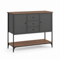 Credenza con 2 ante e 3 cassetti nero noce in acciaio e MDF 120 x 40 x 100 cm