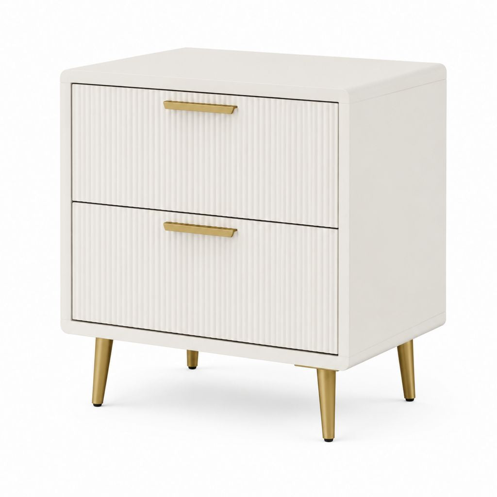 Comodino a 2 cassetti bianco in MDF 50 x 40 x 55 cm