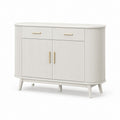 Credenza da sala da pranzo bianca in MDF con 2 ante 2 cassetti e maniglie dorate 120 x 40 x 80 cm