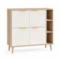 Credenza da sala da pranzo rovere e bianco con ante scanalate 120 x 40 x 120 cm