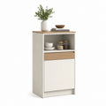 Credenza da cucina bianca e rovere con anta cassetto e vano a giorno 60 x 40 x 100 cm