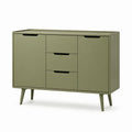 Credenza da sala da pranzo verde oliva in MDF rettangolare con 2 ante e 3 cassetti 120 x 40 x 80 cm