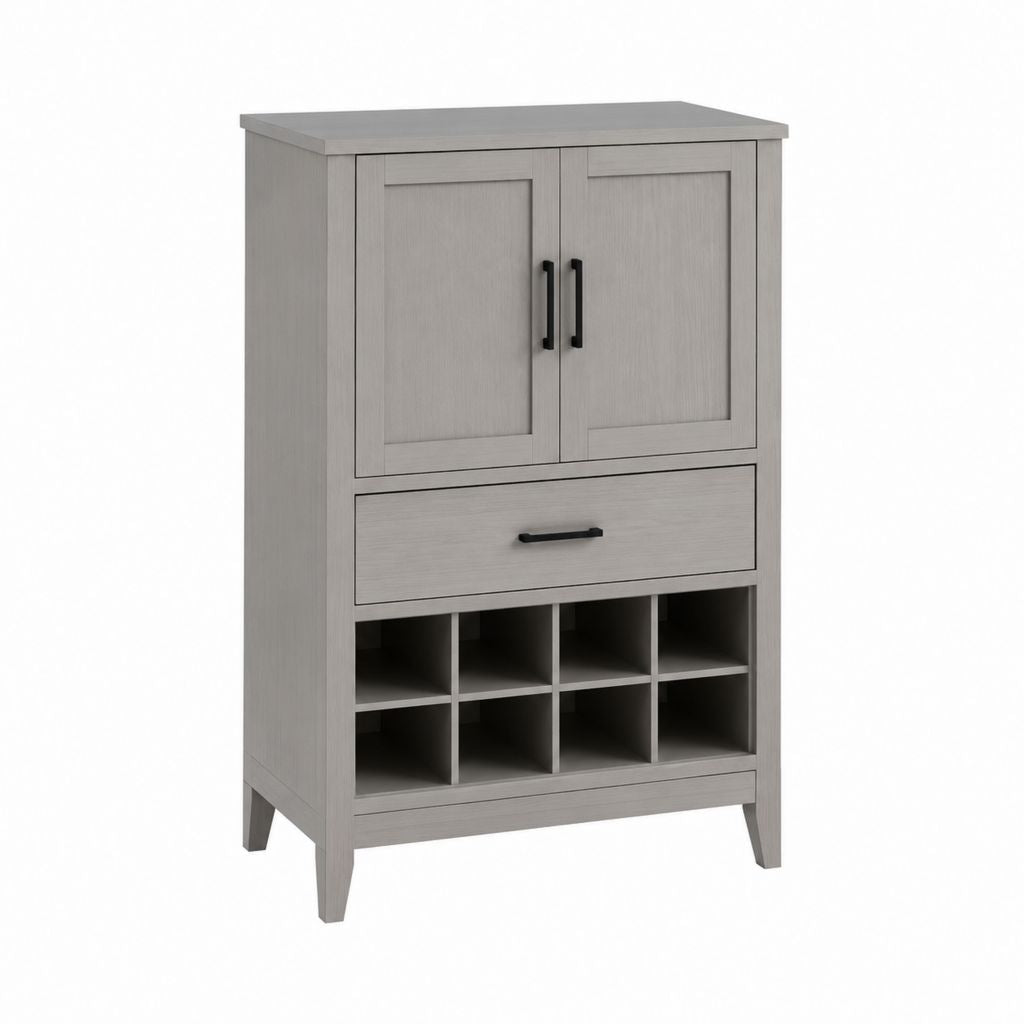 Credenza da sala da pranzo grigio rovere in pannello truciolare 80 x 40 x 120 cm con 2 ante cassetto e 6 vani