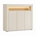 Credenza da sala da pranzo beige in MDF laccato con 3 ante e vano LED 120 x 40 x 100 cm