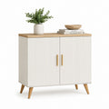 Credenza da sala da pranzo bianca e rovere 2 ante in MDF 90 x 40 x 90 cm