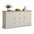 Credenza da sala da pranzo rettangolare crema e rovere in MDF 160 x 45 x 90 cm