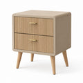 Comodino 2 cassetti beige in MDF e rovere rettangolare 45 x 35 x 60 cm