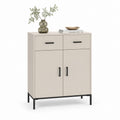 Credenza 2 ante 2 cassetti beige chiaro in MDF e acciaio rettangolare 80 x 40 x 100 cm